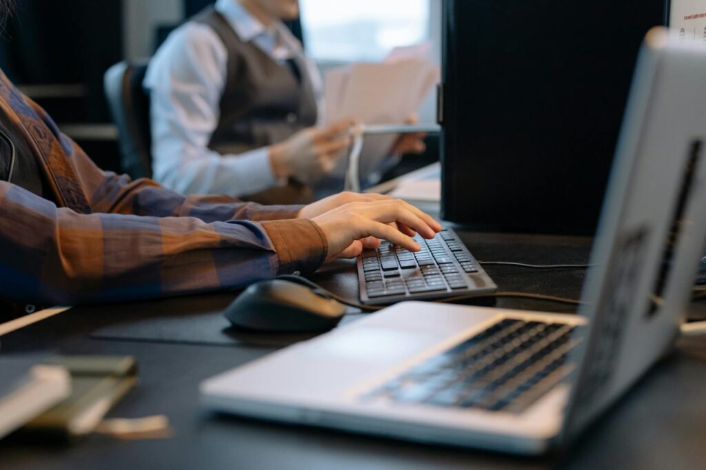 office worker laptop technology